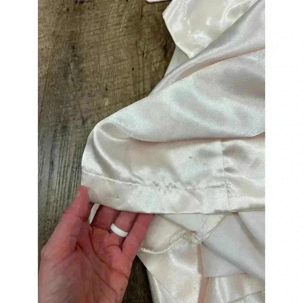 Vtg Alexandra Nicole Bridal Robe Light Pink Belted Embroidered Sz M Long Pockets - Picture 13 of 14